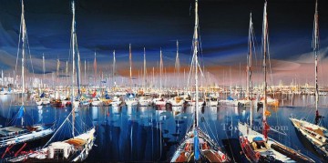Barcos en el muelle Kal Gajoum con textura Pinturas al óleo